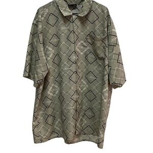 South Pole Button Up‎ Shirt Geometric Print Short Sleeve Casual XXL